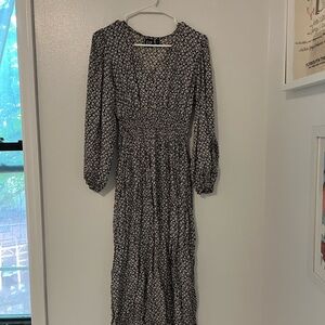 Floral Brown & White Dress
